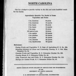 Miscellaneous Pamphlet No. 63: Canning Budget for North Carolina