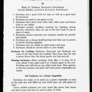 Extension Miscellaneous Pamphlet No. 68: Put Soybeans on the Table