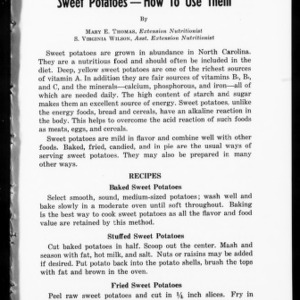 Extension Miscellaneous Pamphlet No. 79: Sweet Potatoes: How to Use Them