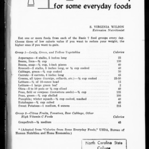 Extension Miscellaneous Pamphlet No. 130, Reprint: Calorie Chart For Some Everyday Foods