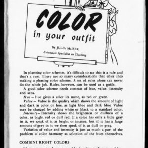 Extension Miscellaneous Pamphlet No. 139, Reprint: Color in Your Outfit