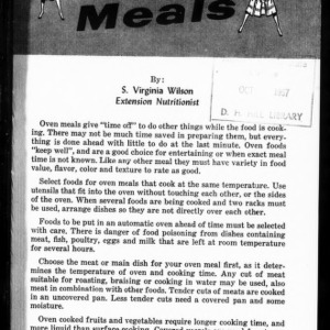Miscellaneous Pamphlet No. 169: Oven Meals