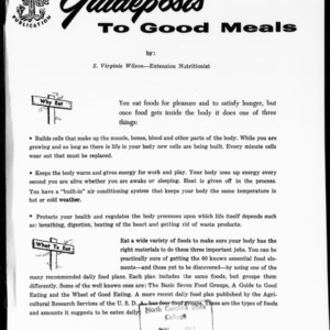 Miscellaneous Pamphlet No. 178: Guideposts to Good Meals