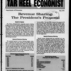 Tar Heel Economist, July 1971