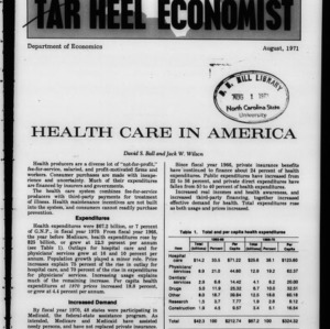 Tar Heel Economist, August 1971
