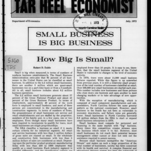 Tar Heel Economist, July 1972
