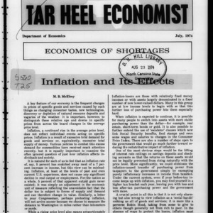 Tar Heel Economist, July 1974