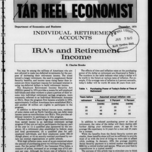 Tar Heel Economist, December 1978