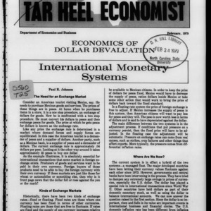 Tar Heel Economist, February 1979