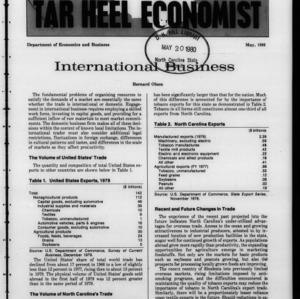 Tar Heel Economist, May 1980