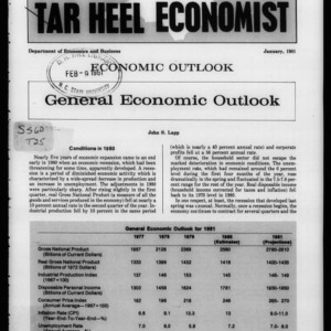 Tar Heel Economist, January 1981