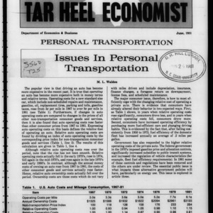 Tar Heel Economist, June 1981