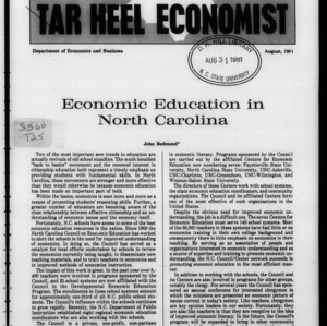 Tar Heel Economist, August 1981