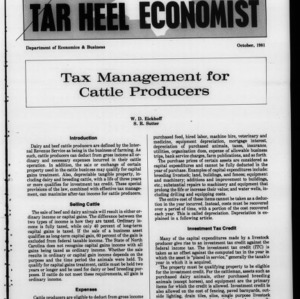 Tar Heel Economist, October 1981