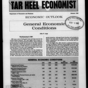 Tar Heel Economist, January 1982