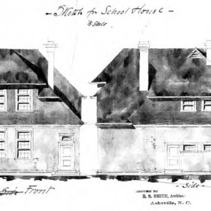 Sketch for School House--Front & Side