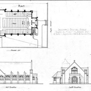 Design for an Episcopal Church - Eagle & Market St.--Floor Plan Elevations & Section