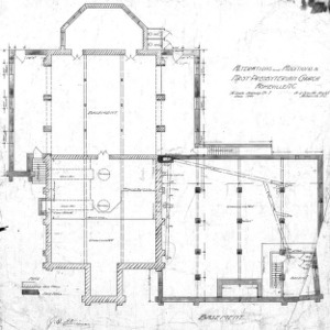 First Presbyterian Church, Proposed changes to Sunday School--Alterations & Additions - Drawing No. 1 – Basement