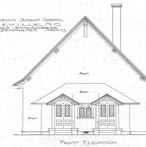Presbyterian Sunday School--Front Elevation - Drawing No. 3