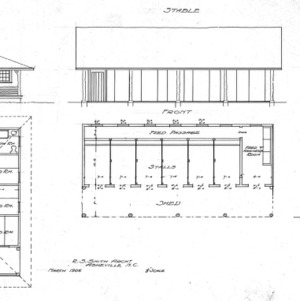 Lindley Training School--Cottage and Stable - Elevations Sections and Plans