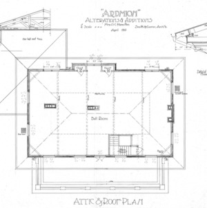 Ardmion - Alterations and Additions for Mrs. O. C. Hamilton--Attic and Roof Plan