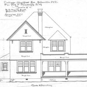 Cottage- Montford Ave.- Wm. F. Randolph--Side Elevation- Drawing No. 7