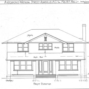 A Residence- Watauga St.- for Mrs. A.F. Hall--Front Elevation