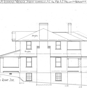 A Residence- Watauga St.- for Mrs. A.F. Hall--Elevation- Right Side