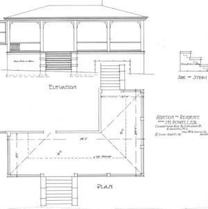 Addition to Residence for J.H. Powell- Cumberland Ave. & Cullowhee Pl.-Elevation & Plan