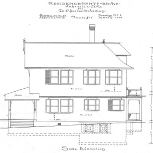 Residence- Montford Ave.- Dr. Charles Jordan--Side Elevation- Drawing No. 6