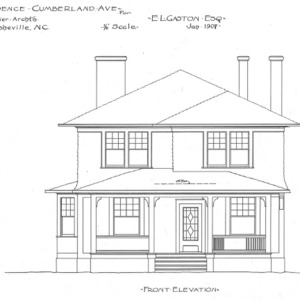 Residence- Cumberland Ave.- for E.L. Gaston--Front Elevation