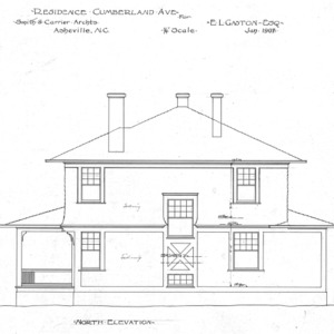 Residence- Cumberland Ave.- for E.L. Gaston--North Elevation
