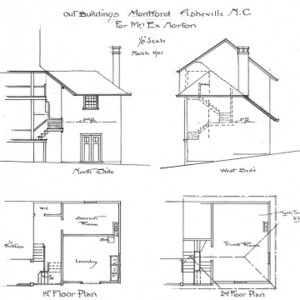 Servants House & Out Buildings for Mrs. E.X. Norton-Out Bldgs- Sides & Floor Plans