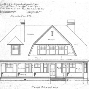 Cottage- Cumberland Ave.- for Frederick Rutledge, Front Elevation - No. 4