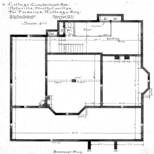 Cottage- Cumberland Ave.- for Frederick Rutledge, Basement Plan - No. 1