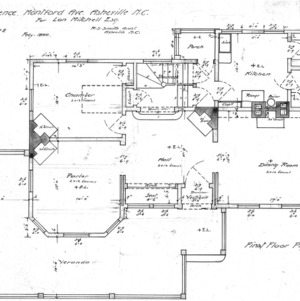 Residence- Montford Ave.- for Lon Mitchell- Esq.--First Floor Plan - Drawing No. 2
