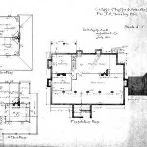 Cottage- Montford Ave.- for J.A. Moseley--Floor- Foundation- & Detail of Chimney Plan