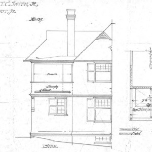 Cottage of T.C. Smith - Chestnut St.-Rear- Side- Plan