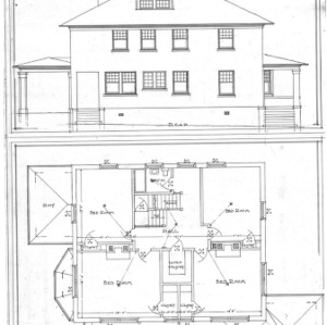 Residence - Liberty and Hillside - For S. H. Chedester--Rear and Second Floor Plan