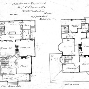Additions to Residence For J. C. Martin - Chestnut St.--First and Second Floor Plan