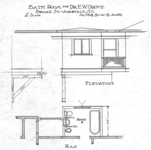 Bathroom for E.W. Grove - Broad St.-Elevation and Plan
