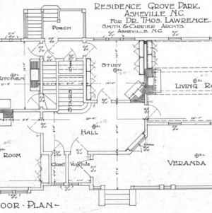 Residence Grove Park for Dr. Thos Lawrence--First Floor Plan