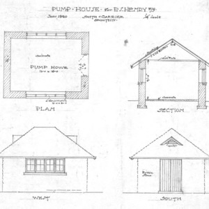 Residence of P.S. Henry--Plan- Section- West- and South