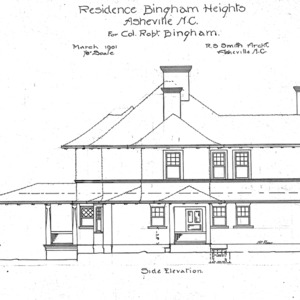 Residence Bingham Heights - for Col. Robert Bingham--Side Elevation