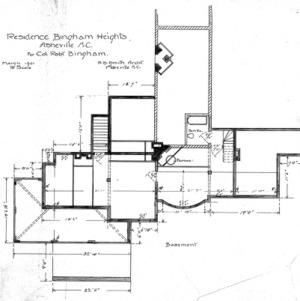 Residence Bingham Heights - for Col. Robert Bingham--Basement Plan