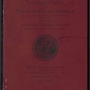 ASPCA Fortieth Annual Report, 1905