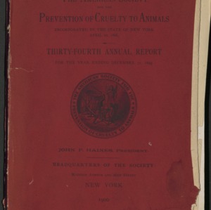 ASPCA Thirty-Fourth Annual Report, 1899