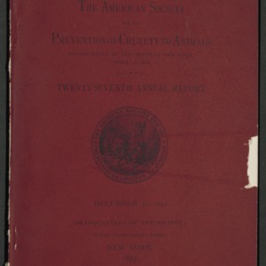 ASPCA Twenty-Seventh Annual Report, 1892