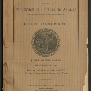 ASPCA Thirtieth Annual Report, 1895