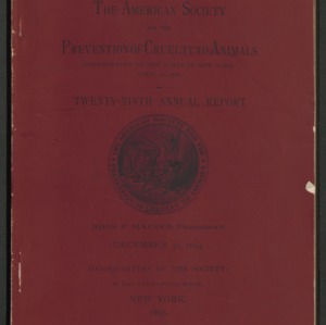 ASPCA Twenty-Ninth Annual Report, 1894